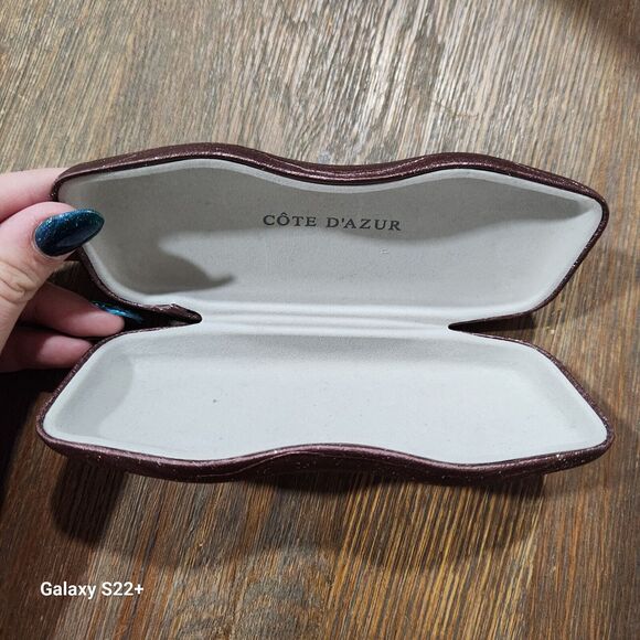 Cote D'Azur Cote DAzur Hard Clamshell Glasses Case Merlot Sparkle Box EUC - Picture 2 of 3